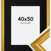Ramme Västkusten Guld 40x50 cm - Passepartout Sort 27,5x37 cm
