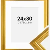Ramme Västkusten Guld 24x30 cm - Passepartout Hvid 7x9 inches