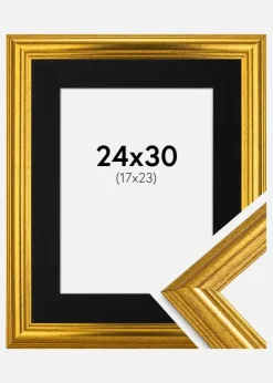 Ramme Västkusten Guld 24x30 cm - Passepartout Sort 18x24 cm