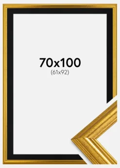 Ramme Västkusten Guld 70x100 cm - Passepartout Sort 62x93 cm