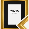 Ramme Västkusten Guld 20x25 cm - Passepartout Sort 13x19,5 cm