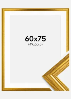 Ramme Västkusten Guld 60x75 cm - Passepartout Hvid 50x66,5 cm
