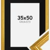 Ramme Västkusten Guld 35x50 cm - Passepartout Sort 10x15 inches