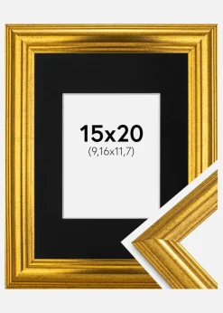 Ramme Västkusten Guld 15x20 cm - Passepartout Sort 4x5 inches