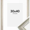 Ramme Västkusten Sølv 30x40 cm - Passepartout Hvid 20x30 cm