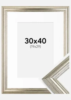Ramme Västkusten Sølv 30x40 cm - Passepartout Hvid 20x30 cm