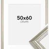 Ramme Västkusten Sølv 50x60 cm - Passepartout Hvid 40x50 cm