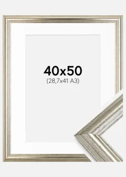 Ramme Västkusten Sølv 40x50 cm - Passepartout Hvid 29,7x42 cm (A3)