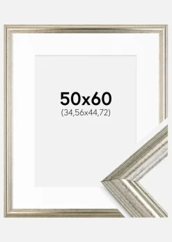 Ramme Västkusten Sølv 50x60 cm - Passepartout Hvid 14x18 inches