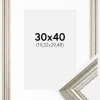 Ramme Västkusten Sølv 30x40 cm - Passepartout Hvid 8x12 inches