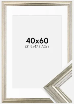 Ramme Västkusten Sølv 40x60 cm - Passepartout Hvid 32,9x48,3 cm (A3+)