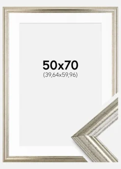 Ramme Västkusten Sølv 50x70 cm - Passepartout Hvid 16x24 inches