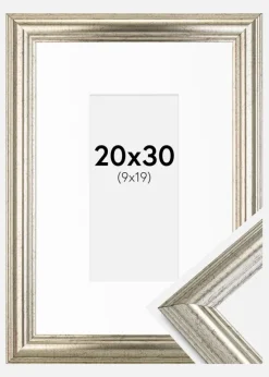 Ramme Västkusten Sølv 20x30 cm - Passepartout Hvid 10x20 cm
