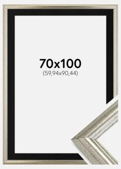 Ramme Västkusten Sølv 70x100 cm - Passepartout Sort 24x36 inches