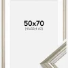 Ramme Västkusten Sølv 50x70 cm - Passepartout Hvid 42x59,4 cm (A2)
