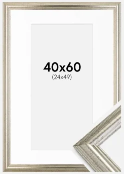 Ramme Västkusten Sølv 40x60 cm - Passepartout Hvid 25x50 cm