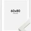 Ramme White Wood Glossy 60x80 cm - Passepartout Hvid 50x65 cm