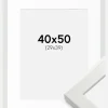 Ramme White Wood Glossy 40x50 cm - Passepartout Hvid 30x40 cm