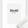 Ramme White Wood Glossy 30x40 cm - Passepartout Hvid 18x27 cm