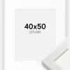 Ramme White Wood Glossy 40x50 cm - Passepartout Hvid 28x35 cm