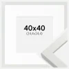 Ramme White Wood Glossy 40x40 cm - Passepartout Hvid 10x10 inches