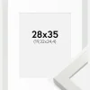 Ramme White Wood Glossy 28x35 cm - Passepartout Hvid 8x10 inches
