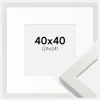 Ramme White Wood Glossy 40x40 cm - Passepartout Hvid 25x25 cm