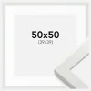 Ramme White Wood Glossy 50x50 cm - Passepartout Hvid 40x40 cm