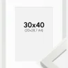 Ramme White Wood Glossy 30x40 cm - Passepartout Hvid 21x29,7 cm (A4)