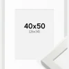 Ramme White Wood Glossy 40x50 cm - Passepartout Hvid 27x35 cm