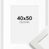 Ramme White Wood Glossy 40x50 cm - Passepartout Hvid 27,5x37 cm