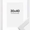 Ramme White Wood 30x40 cm - Passepartout Hvid 8x12 inches
