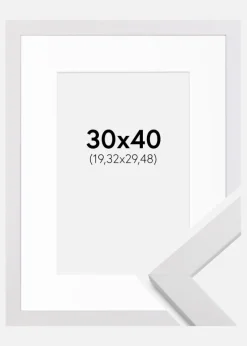 Ramme White Wood 30x40 cm - Passepartout Hvid 8x12 inches