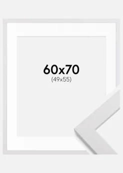 Ramme White Wood 60x70 cm - Passepartout Hvid 50x56 cm