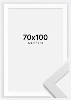 Ramme White Wood 70x100 cm - Passepartout Hvid 61x91,5 cm