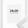 Ramme White Wood 24x30 cm - Passepartout Hvid 6x8 inches