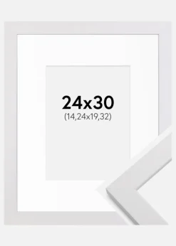 Ramme White Wood 24x30 cm - Passepartout Hvid 6x8 inches