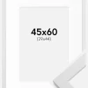 Ramme White Wood 45x60 cm - Passepartout Hvid 30x45 cm