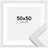 Ramme White Wood 50x50 cm - Passepartout Hvid 40x40 cm