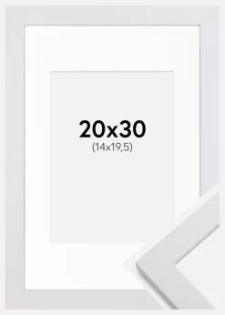 Ramme White Wood 20x30 cm - Passepartout Hvid 15x21 cm (A5)