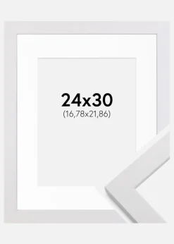 Ramme White Wood 24x30 cm - Passepartout Hvid 7x9 inches