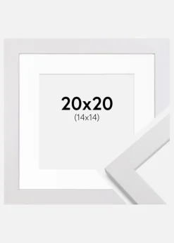 Ramme White Wood 20x20 cm - Passepartout Hvid 15x15 cm