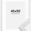 Ramme White Wood 40x50 cm - Passepartout Hvid 29,7x42 cm (A3)