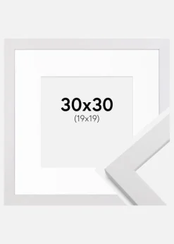 Ramme White Wood 30x30 cm - Passepartout Hvid 20x20 cm