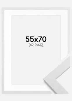 Ramme White Wood 55x70 cm - Passepartout Hvid 43,2x61 cm (A2+)