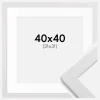 Ramme White Wood 40x40 cm - Passepartout Hvid 32x32 cm