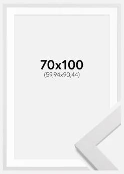 Ramme White Wood 70x100 cm - Passepartout Hvid 24x36 inches