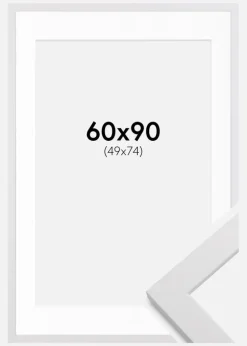 Ramme White Wood 60x90 cm - Passepartout Hvid 50x75 cm