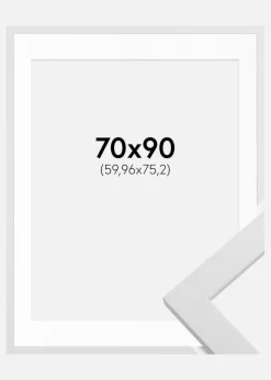 Ramme White Wood 70x90 cm - Passepartout Hvid 24x30 inches