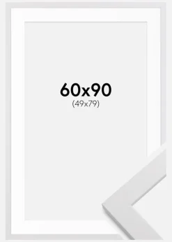Ramme White Wood 60x90 cm - Passepartout Hvid 50x80 cm